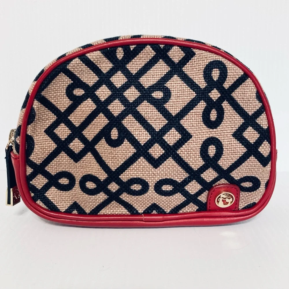 SPARTINA 449 Cosmetic Bag 1715 Lowcountry Natural Linen & Genuine Leather